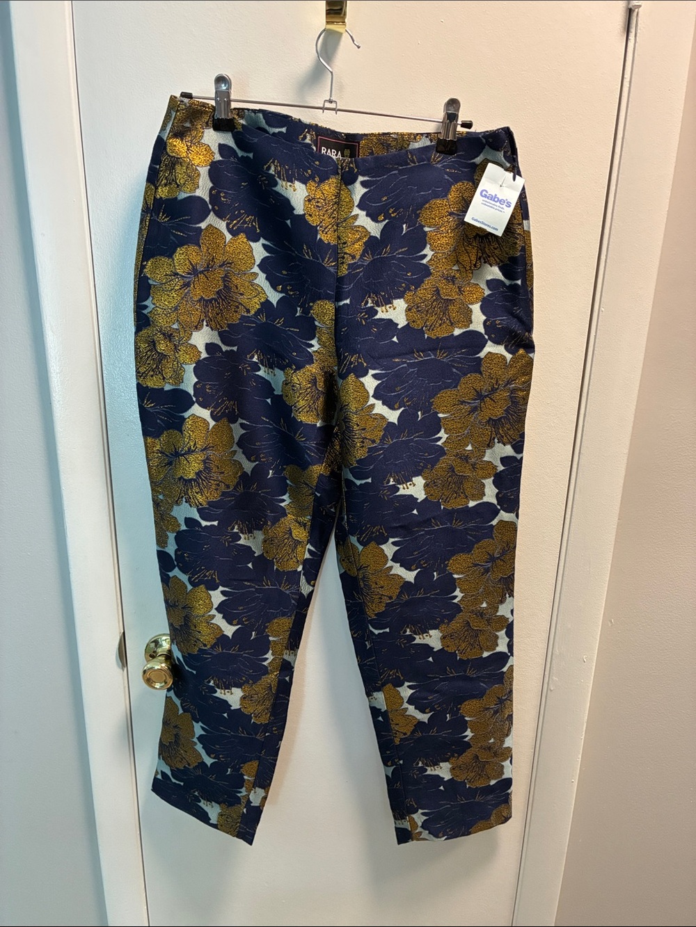 Rafaella Navy & Mustard Floral Wide Leg Pants